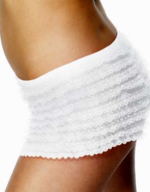 Ladies Fancy Dress Ruffle Lace Panties - White